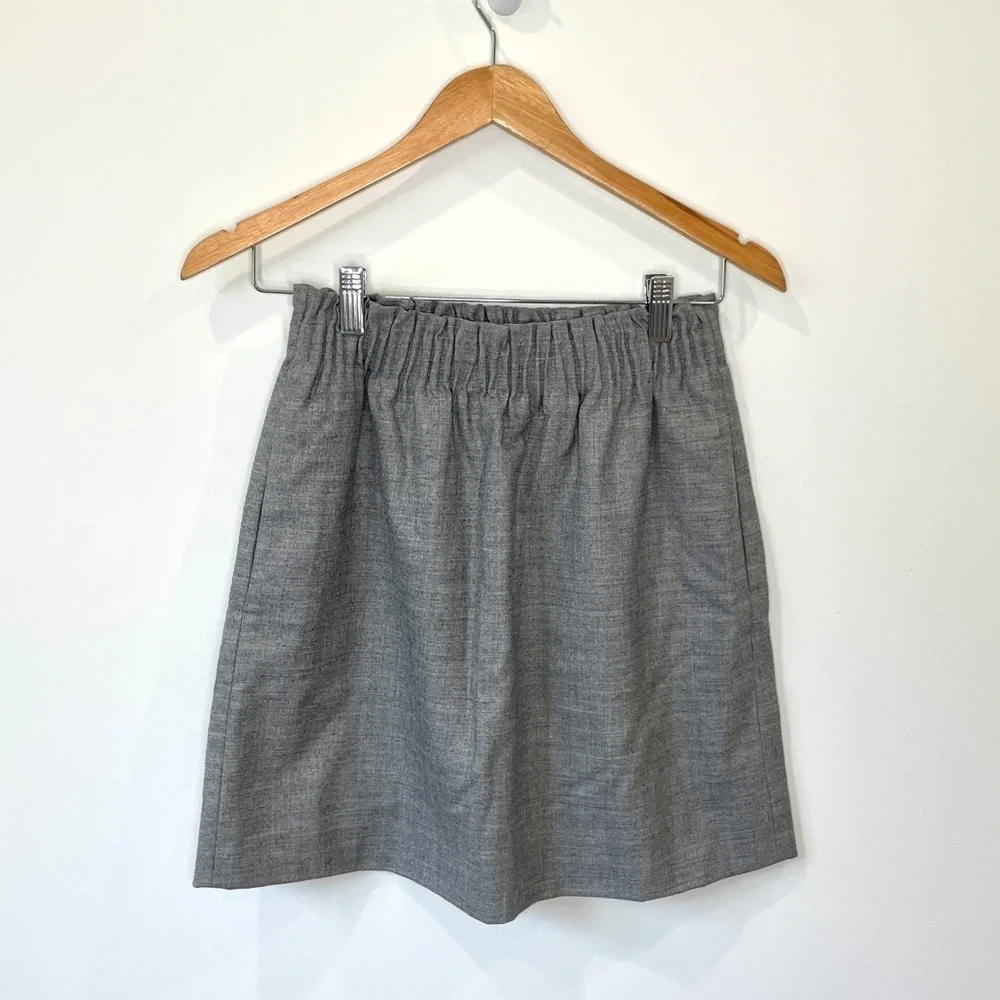 J. Crew Mini Gray Cinched Waist with Pockets Skirts Wool Blend